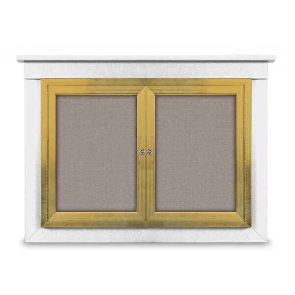 48"x36" 2-Door Enclosed Letterboard, Green Felt/Cherry
